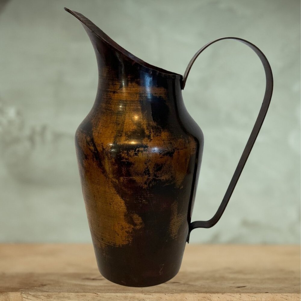 Rare Vintage Bronze Metal Jug – 13"‎ Turkish Decorative Piece
